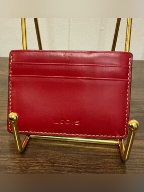 A Rare Lodis Red Leather Slim Card Holder ID Card Wallet